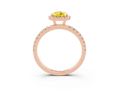 Rose gold Pear Cut Halo Diamond Pave Band with Prong Setting_3