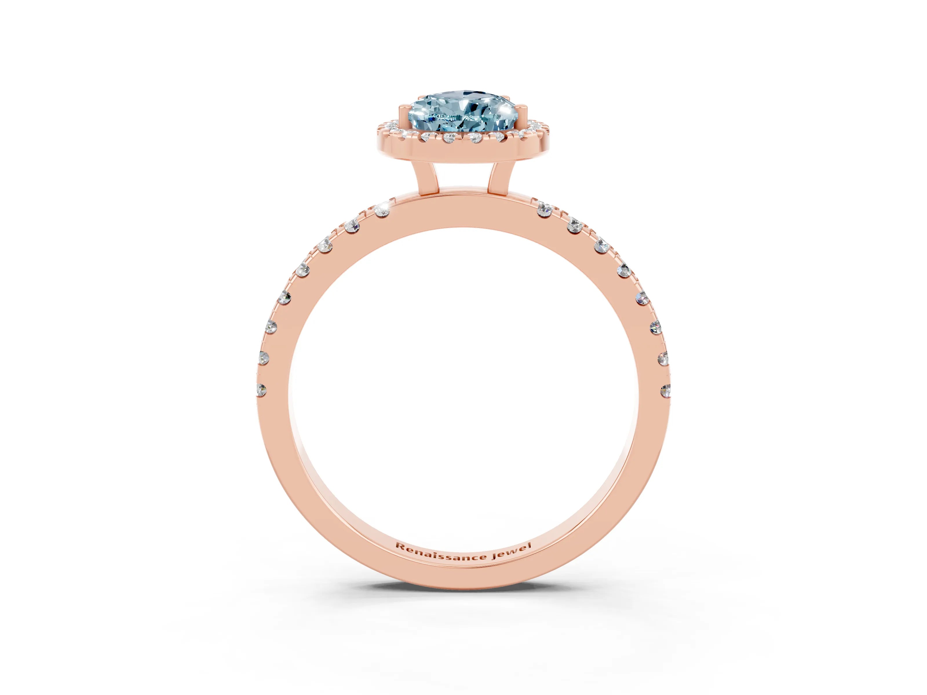 Rose gold Pear Cut Halo Diamond Pave Band with Prong Setting_3