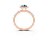 Rose gold Pear Cut Halo Diamond Pave Band with Prong Setting_3