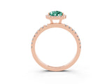 Rose gold Pear Cut Halo Diamond Pave Band with Prong Setting_3