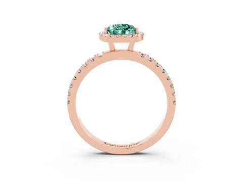 Rose gold Pear Cut Halo Diamond Pave Band with Prong Setting_3