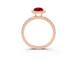 Rose gold Pear Cut Halo Diamond Pave Band with Prong Setting_3