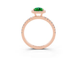 Rose gold Pear Cut Halo Diamond Pave Band with Prong Setting_3