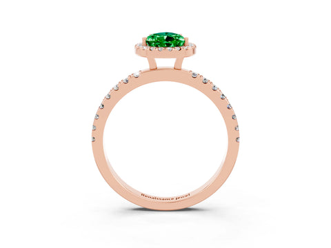 Rose gold Pear Cut Halo Diamond Pave Band with Prong Setting_3