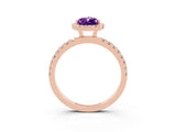 Rose gold Pear Cut Halo Diamond Pave Band with Prong Setting_3