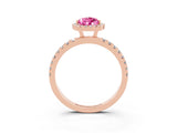 Rose gold Pear Cut Halo Diamond Pave Band with Prong Setting_3