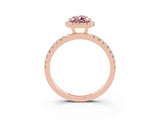 Rose gold Pear Cut Halo Diamond Pave Band with Prong Setting_3