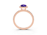 Rose gold Pear Cut Halo Diamond Pave Band with Prong Setting_3
