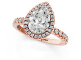 Rose gold Pear Cut Halo Diamond Pave Band with Prong Setting_4