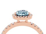 Rose gold Pear Cut Halo Diamond Pave Band with Prong Setting_4