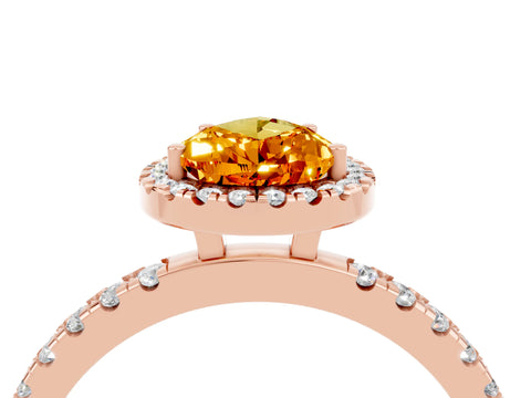 Rose gold Pear Cut Halo Diamond Pave Band with Prong Setting_4