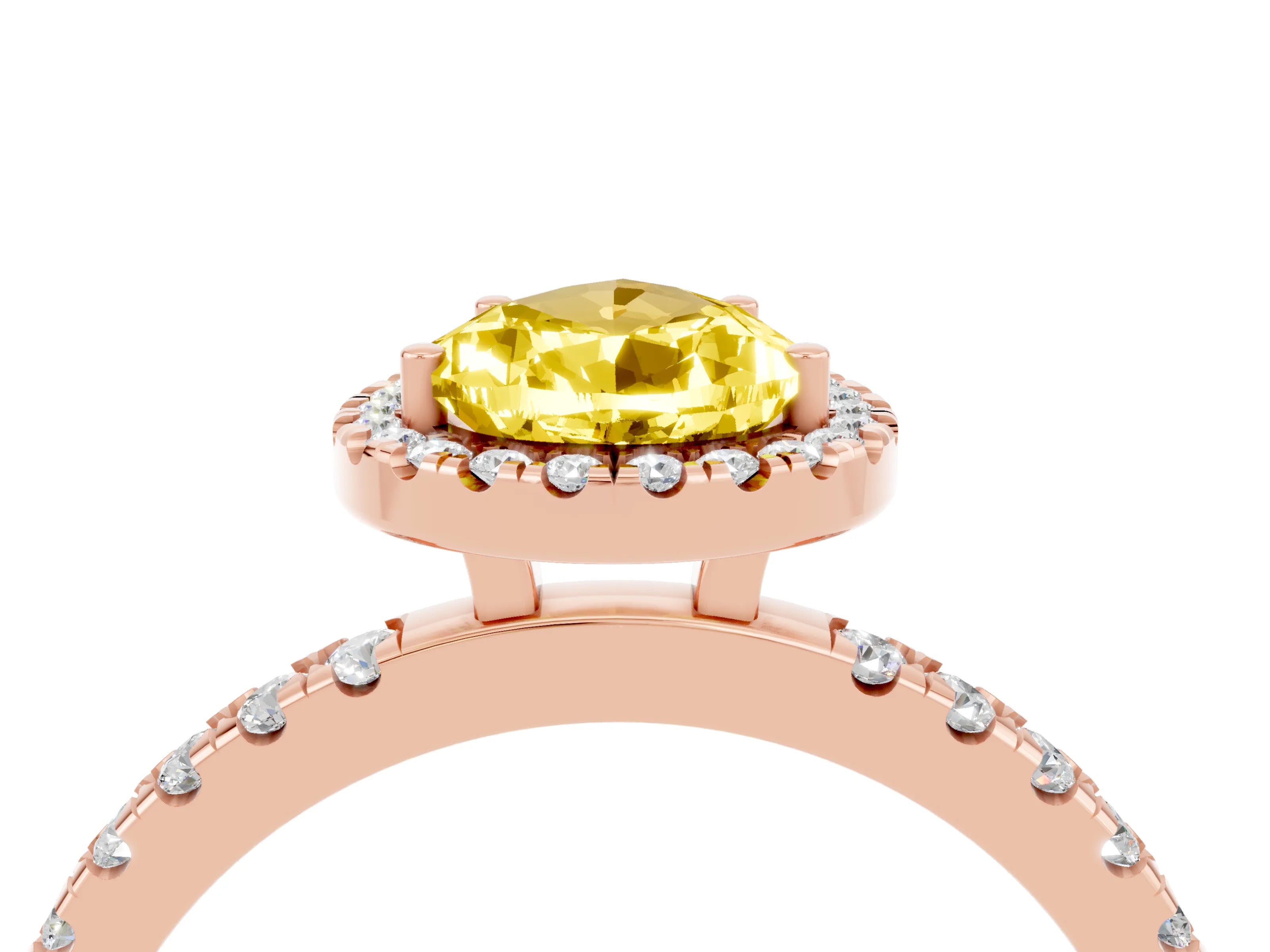Rose gold Pear Cut Halo Diamond Pave Band with Prong Setting_4