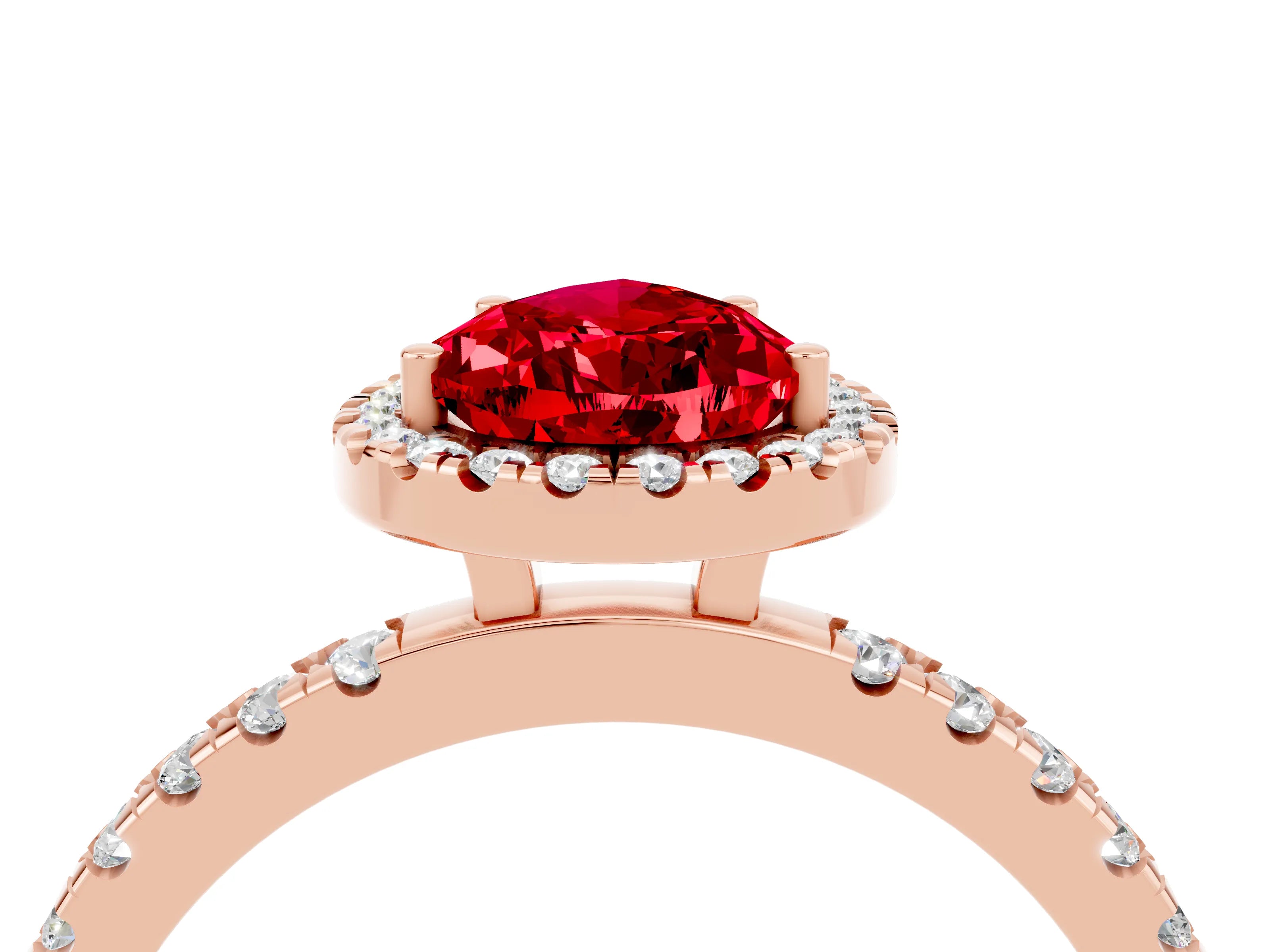 Rose gold Pear Cut Halo Diamond Pave Band with Prong Setting_4