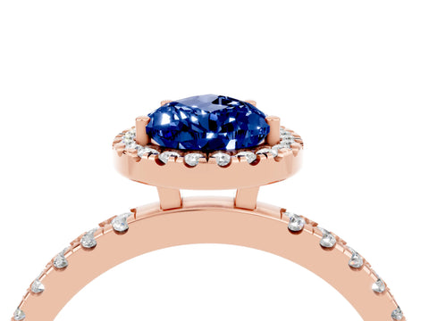 Rose gold Pear Cut Halo Diamond Pave Band with Prong Setting_4