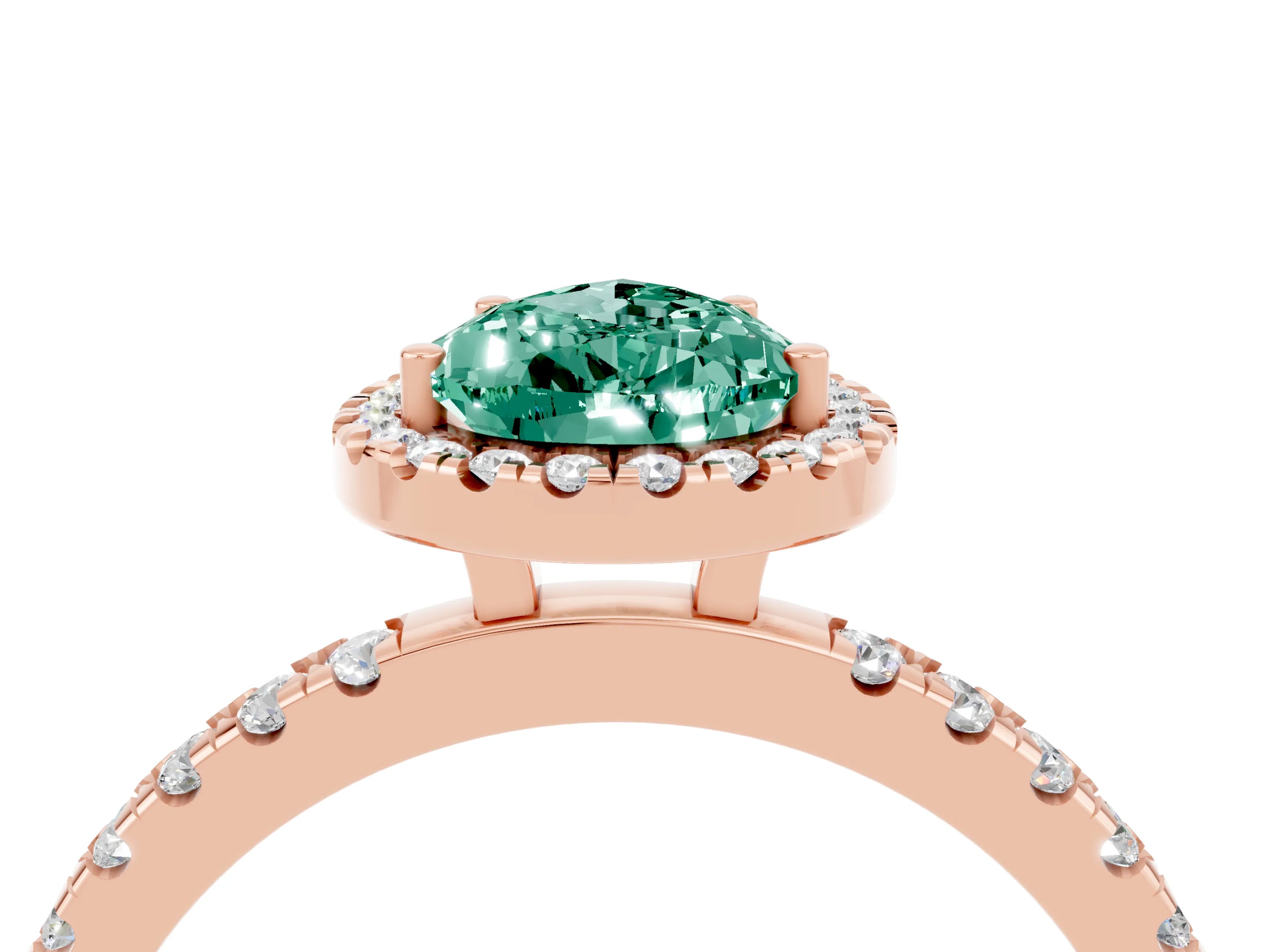 Rose gold Pear Cut Halo Diamond Pave Band with Prong Setting_4