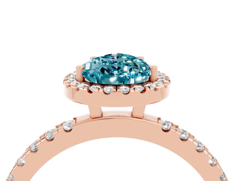 Rose gold Pear Cut Halo Diamond Pave Band with Prong Setting_4