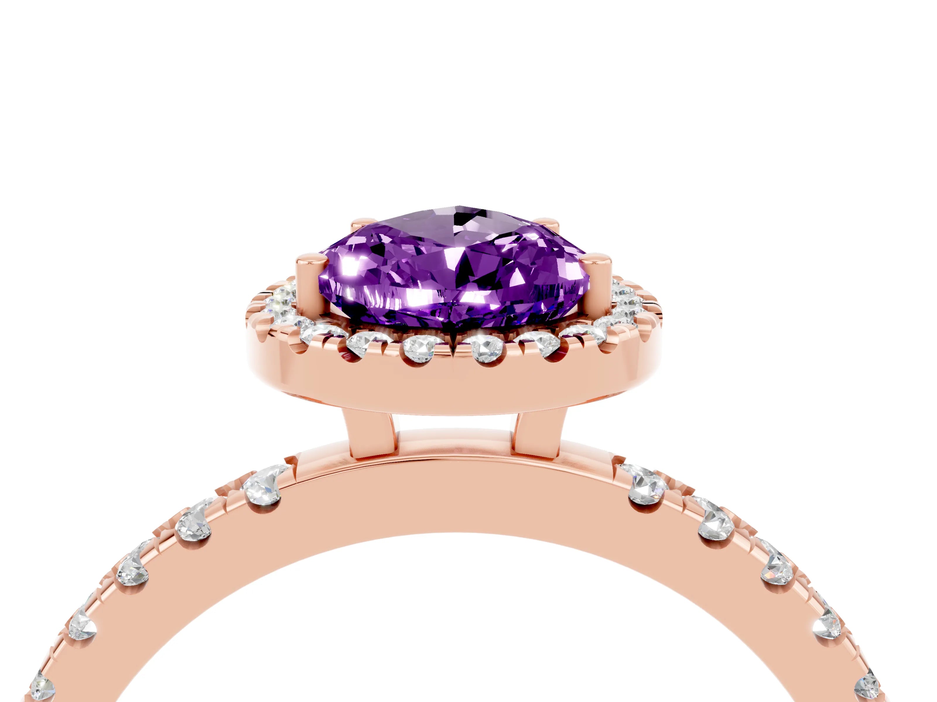 Rose gold Pear Cut Halo Diamond Pave Band with Prong Setting_4