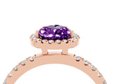 Rose gold Pear Cut Halo Diamond Pave Band with Prong Setting_4