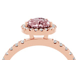 Rose gold Pear Cut Halo Diamond Pave Band with Prong Setting_4