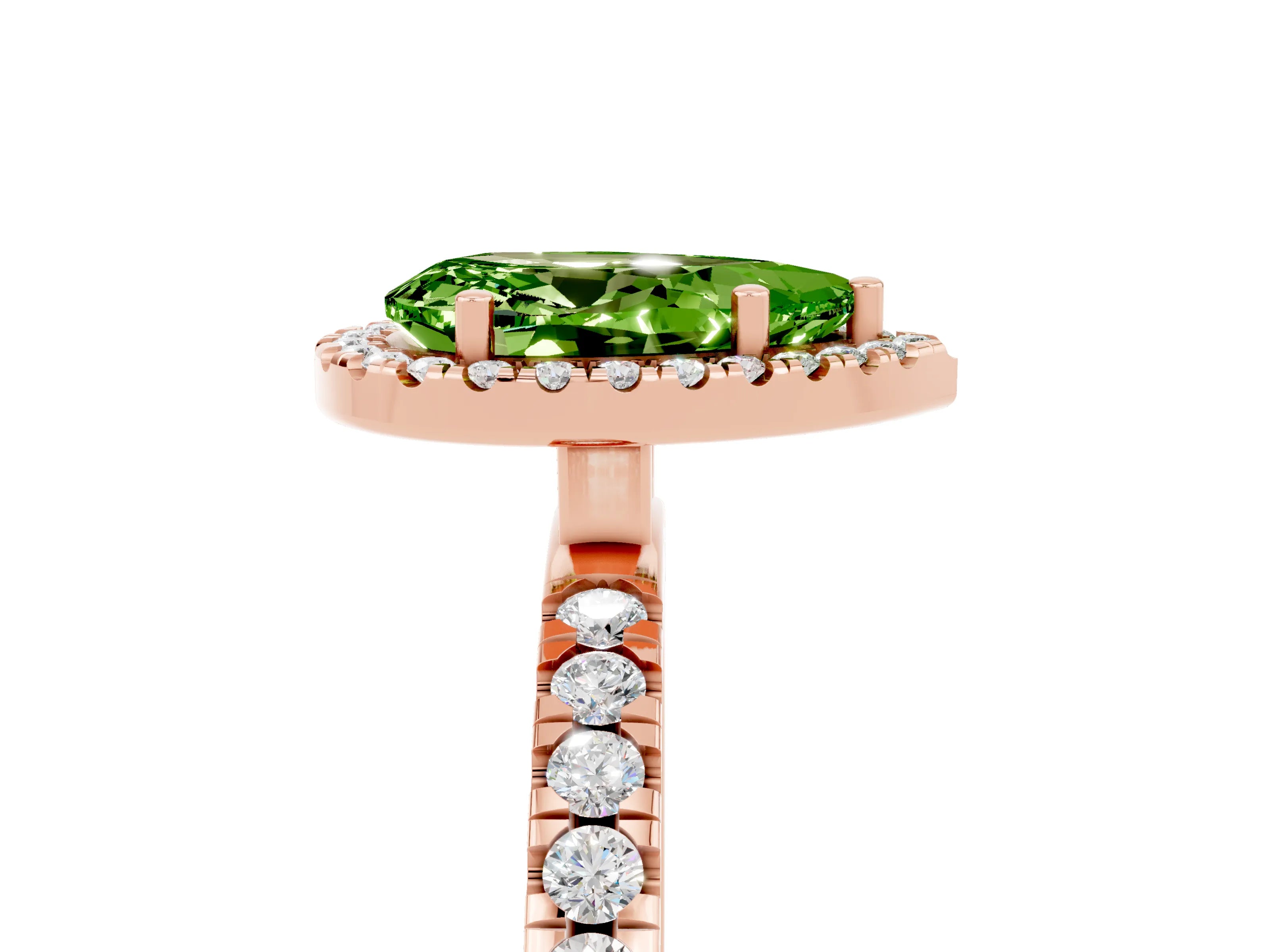 Rose gold Pear Cut Halo Diamond Pave Band with Prong Setting_5