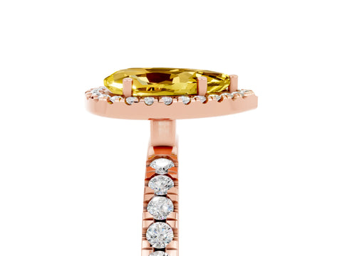 Rose gold Pear Cut Halo Diamond Pave Band with Prong Setting_5