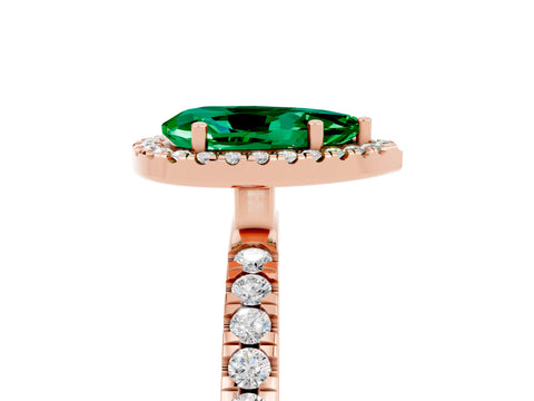Rose gold Pear Cut Halo Diamond Pave Band with Prong Setting_5