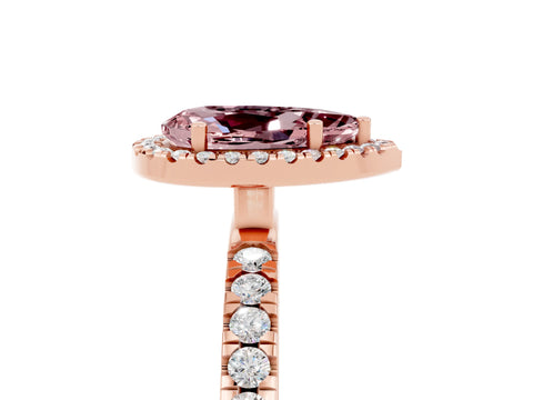 Rose gold Pear Cut Halo Diamond Pave Band with Prong Setting_5