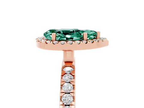 Rose gold Pear Cut Halo Diamond Pave Band with Prong Setting_5