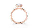 Rose gold Pear Cut Halo Diamond Pave Band with Prong Setting_6
