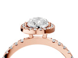 Rose gold Pear Cut Halo Diamond Pave Band with Prong Setting_7