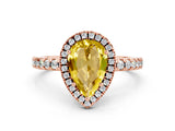 Rose gold Pear Cut Halo Diamond Pave Band with Prong Setting