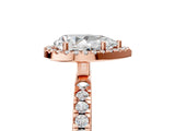 Rose gold Pear Cut Halo Diamond Pave Band with Prong Setting_8