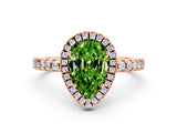 Rose gold Pear Cut Halo Diamond Pave Band with Prong Setting