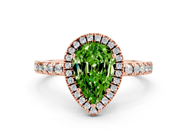 Rose gold Pear Cut Halo Diamond Pave Band with Prong Setting