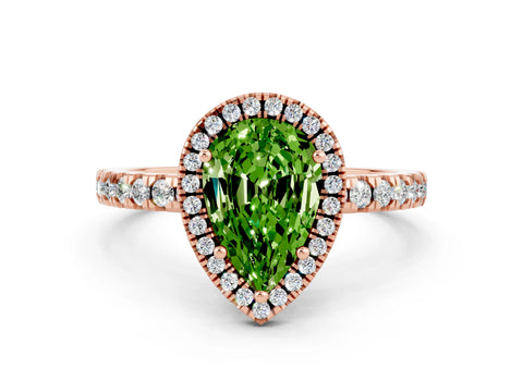 Rose gold Pear Cut Halo Diamond Pave Band with Prong Setting
