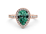 Rose gold Pear Cut Halo Diamond Pave Band with Prong Setting