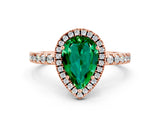 Rose gold Pear Cut Halo Diamond Pave Band with Prong Setting