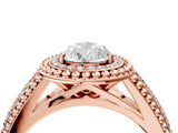 Rose gold Pear Cut Halo Diamond Ring with Beaded Split Shank and Four-Prong Setting_13