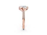 Rose gold Pear Cut Halo Diamond Ring with Channel Set Band and Four-Prong Setting_34