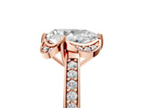 Rose gold Pear Cut Halo Diamond Ring with Channel Set Band and Four-Prong Setting_37