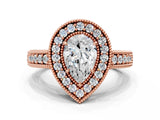 Rose gold Pear Cut Halo Diamond Ring with Pavé Band and Four-Prong Setting_87