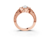 Rose gold Pear Cut Halo Diamond Ring with Pavé Band and Four-Prong Setting_90