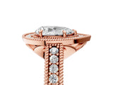 Rose gold Pear Cut Halo Diamond Ring with Pavé Band and Four-Prong Setting_92