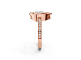 Rose gold Pear Cut Halo Diamond Ring with Pavé Band and Milgrain Prong Setting_35