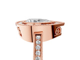 Rose gold Pear Cut Halo Diamond Ring with Pavé Band and Milgrain Prong Setting_38