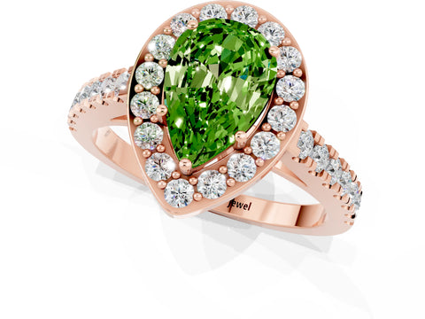 Rose gold Pear Cut Halo Diamond Ring with Pavé Band and Three-Prong Setting_10
