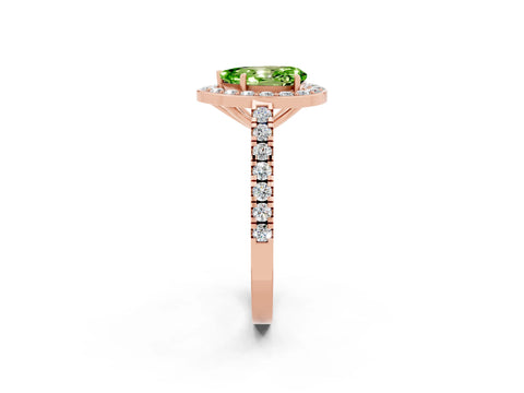Rose gold Pear Cut Halo Diamond Ring with Pavé Band and Three-Prong Setting_11