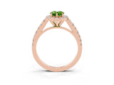 Rose gold Pear Cut Halo Diamond Ring with Pavé Band and Three-Prong Setting_12
