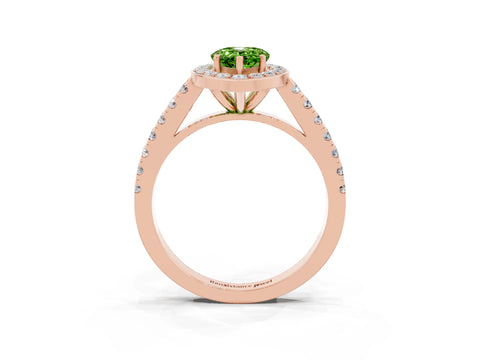 Rose gold Pear Cut Halo Diamond Ring with Pavé Band and Three-Prong Setting_12