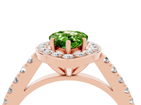 Rose gold Pear Cut Halo Diamond Ring with Pavé Band and Three-Prong Setting_13